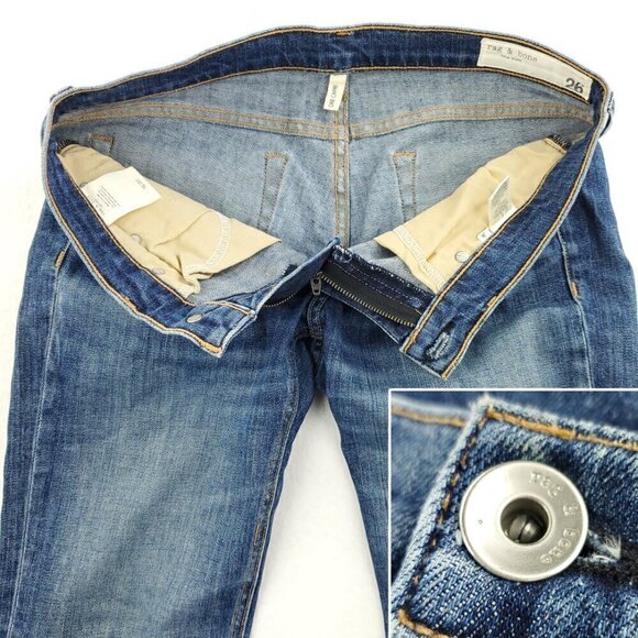 rag&bone Dre Capri Ankle Raw Hem Jeans Stretch Distress "26" 32 Waist, 26 Inseam - Picture 6 of 12